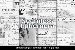 Seamless Vintage Backgrounds, Black &amp; White Digital Paper Product Image 1