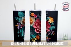 3D Flowers Colorful Sublimation bundle Tumbler Wrap 20 oz Product Image 2