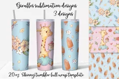 Giraffe sublimation design. Skinny tumbler wrap design. Product Image 1