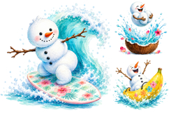 Summer Snowman Tropical Beach Clipart, Sublimation Designs Product Image 1