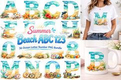 Summer Beach Alphabet Letters PNG Bundle Product Image 1