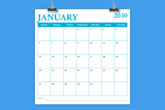 2030 Square Serif Bold COLOR 12x12 Calendar Template Product Image 1