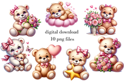 Cute Baby Teddy Bear Clipart. Nursery Decor Product Image 1