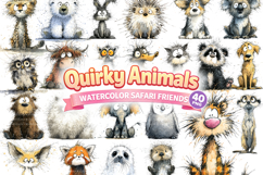 Quirky Watercolor Animal PNG Bundle Product Image 1