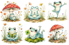 Whimsical Floral Frog Clipart Bundle, Sublimation PNG Product Image 1