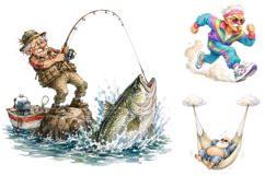 Funny Active Grandpa Clipart Bundle, Sublimation PNG Product Image 1