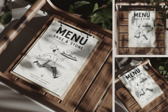 Restaurant Menu on Wooden Tray Mockup Product Image 1