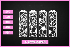 4 Floral Bookmarks Paper cut SVG Laser cut,Cricut,Silhouette Product Image 1