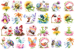 Whimsical Floral Garden Bug Clipart PNG Bundle Product Image 1