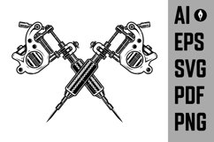 Crossed tattoo machines isolated on white background. Design Product Image 1
