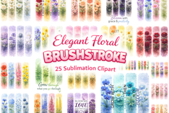 Watercolor Floral Brushstroke Clipart Product Image 1