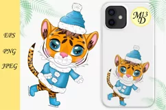 Cute cartoon tiger with beautiful eyes, Year of Tiger 2022 Product Image 1