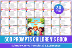 500 Prompts Children’s Book Canva Template Product Image 1
