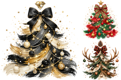 Christmas Tree PNG Bundle, Watercolor Holiday Clipart Product Image 1