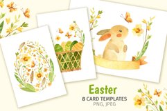 Easter bunny clipart &amp; card templates. Eggs, Wreath, Rabbits Product Image 1