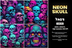 Neon skull Square Coaster - 04 Variations Product Image 1