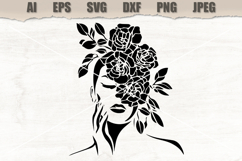 Stencil Floral Rose Woman Face Product Image 1