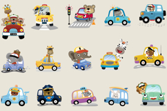 Animals on Vehicles Clipart, 15 Cute Drivers and Elements Product Image 3
