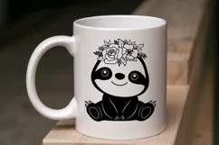 Cute Baby Sloth with Flower Svg, Sloth Svg, Flower Animal Product Image 5