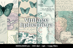 Teal Vintage Scrapbook Papers, Old Ephemera Digital Paper Product Image 1