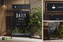 Sidewalk Café Planter Sign Mockup Product Image 1