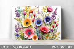 3D Wildflowers Cutting Board. 3D Flowers Cutting Board Product Image 1