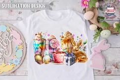 Easter Bunny Coffee Sublimation PNG design PNG Latte Rabbit Product Image 2