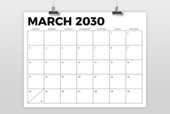 2030 8.5 x 11 Inch Bold Sans Serif Calendar Template Product Image 2