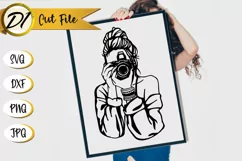 Woman photographer svg| Messy bun and Camera svg| Girl svg Product Image 2