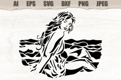 Stencil Woman on the ocean Product Image 1