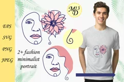 Abstract Female Face Flower Line Art, SVG, PNG, EPS Product Image 1