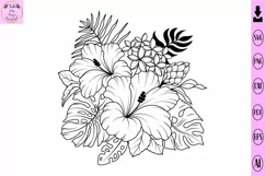 Tropical Flower Svg Hibiscus and Tropical Leaves Svg Product Image 1
