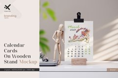 Calendar Cards On Wooden Stand Mockup Product Image 1