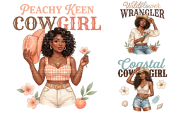 Retro Black Cowgirl Sublimation PNG Product Image 2