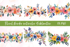 Floral border watercolor clipart Product Image 1