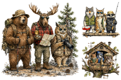 Watercolor Beach Camping Animal Clipart Product Image 1