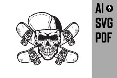 Skateboarder skull with crossed skateboards. Design element Product Image 1