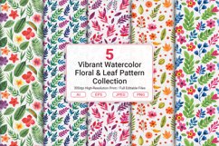 Vibrant Watercolor Floral &amp; Leaf Pattern Collection Product Image 1