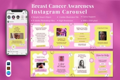 Breast Cancer Awareness Instagram Carousel &amp; Canva Template Product Image 1