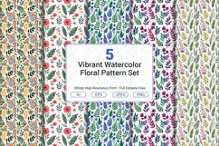 Vibrant Watercolor Floral Pattern Set Product Image 1