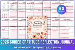 2026 Guided Gratitude Reflection Journal Canva Templates Product Image 1