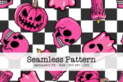 Hot Pink Seamless Halloween Pattern - Spooky Digital Paper Product Image 1