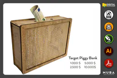 Target Piggy Banks | Money Box SVG | Laser Cut File Product Image 1