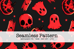 Cute &amp; Spooky Dark Red Halloween Seamless Pattern Product Image 1