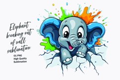 Cute Baby Elephant Breaking Out of Wall Clipart Sublimation Product Image 1