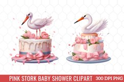 Pink Stork Baby Shower Clipart Sublimation Product Image 2