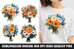 Watercolor Floral bouquet clipart sublimation Product Image 1