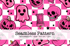 Seamless Halloween Pattern - Hot Pink Spooky Digital Paper Product Image 1