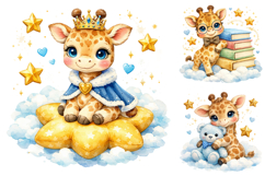 Watercolor Baby Giraffe Clipart, Nursery Safari PNG Product Image 1