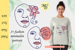 Abstract Female Face Flower Line Art, SVG, PNG, EPS Product Image 1